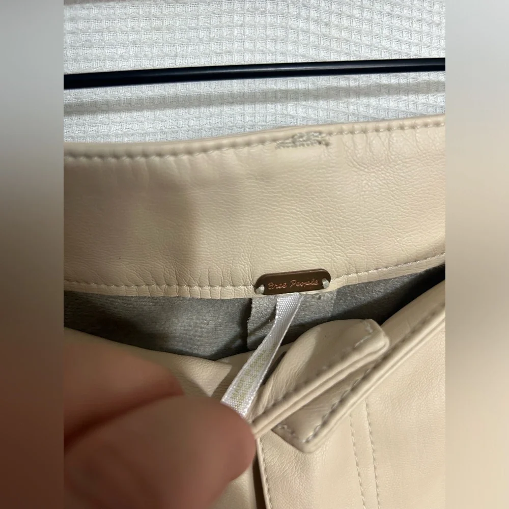 Free people cream pleather pants - Picture 2 of 8
